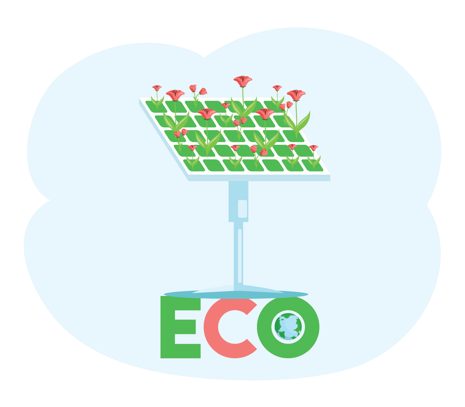 image d'un panneau solaire avec des fleurs dessus